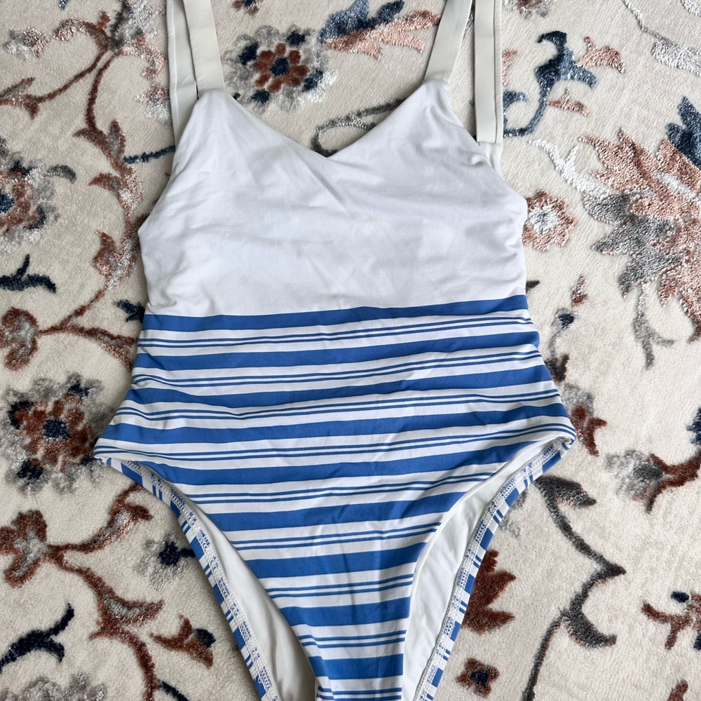 Vitamin A Striped Blue and White swimsuit